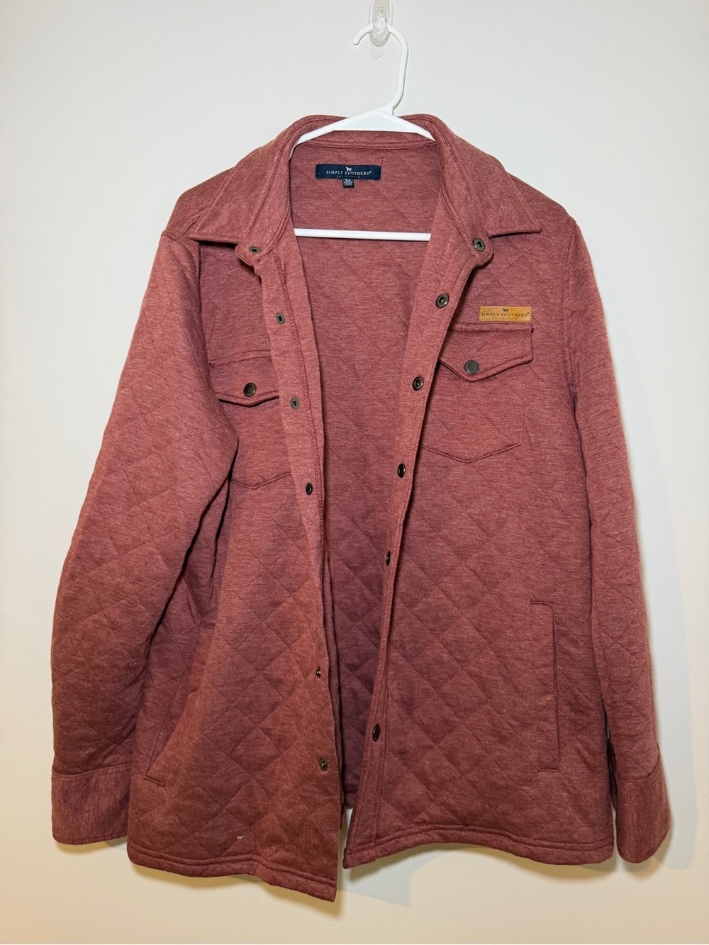 Simply Southern Mauve Red Diamond Quilted Shirt Jacket Men’s Medium